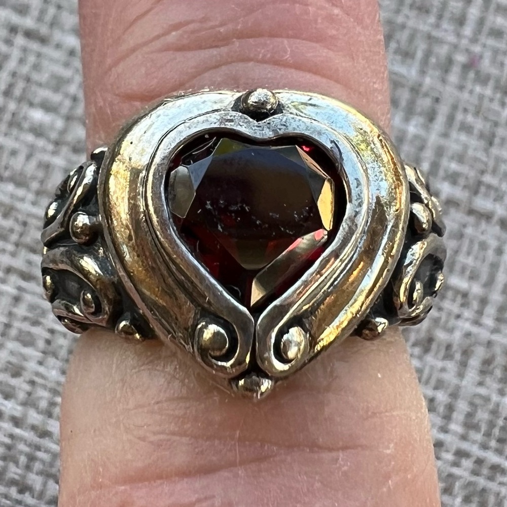 Brighton Sterling Silver With Red Garnet heart ring Size 5